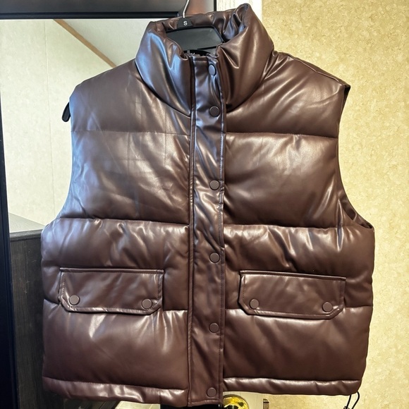 C&C California Jackets & Blazers - C&C California Dark Brown Puffer Vest